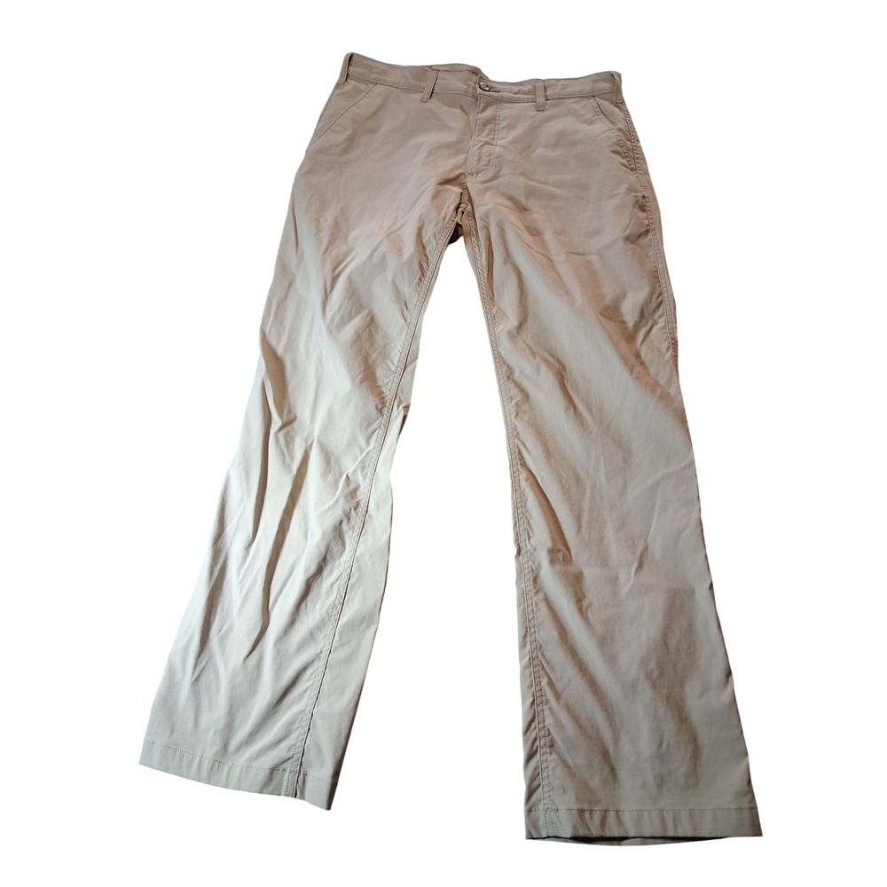 Eddie Bauer Travex Mens 36x32 Khaki Tan Nylon Spandex Stretch Hiking Travel Pant